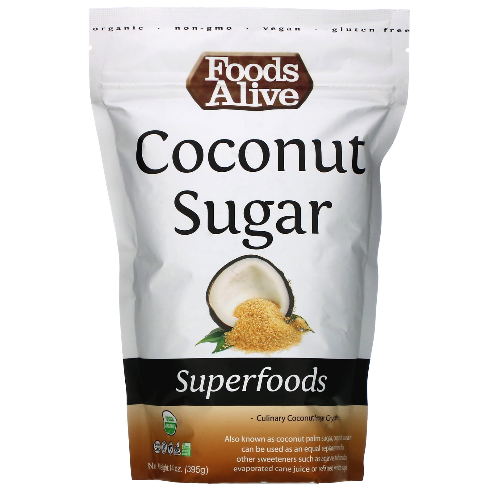 Foods Alive Organic Coconut Sugar, 14 Oz