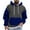 #02 Blue, variant on Hoodies for Men Color Block Checked Printed Hoodie Spring Fall Fleece Lined Sweatshirts Long Sleeve Tops Casual Hooded Pullovers with Pockets Active Wear Sweaters for Sports Running