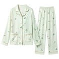 thumbnail image 4 of Lumistal Pajama for Women Sets Long Sleeve Button Down Shirt and Capri Pant Cute Patterned Fall Comfy Soft 2 Piece Pajamas Set With Pockets Lounge Sets for Women XXL, 4 of 4