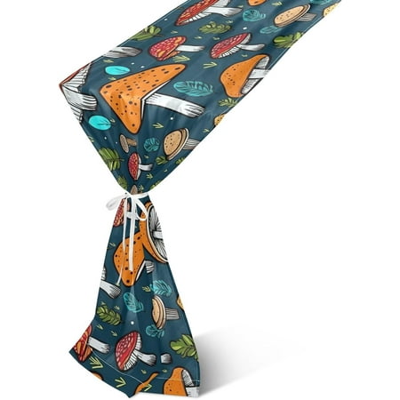 

Hyjoy Table Runner Cartoon Seamless Mushroom Print 120 in Chiffon Table Runners for Party Wedding Elegant Dining Tabletop Cover Table Decorations