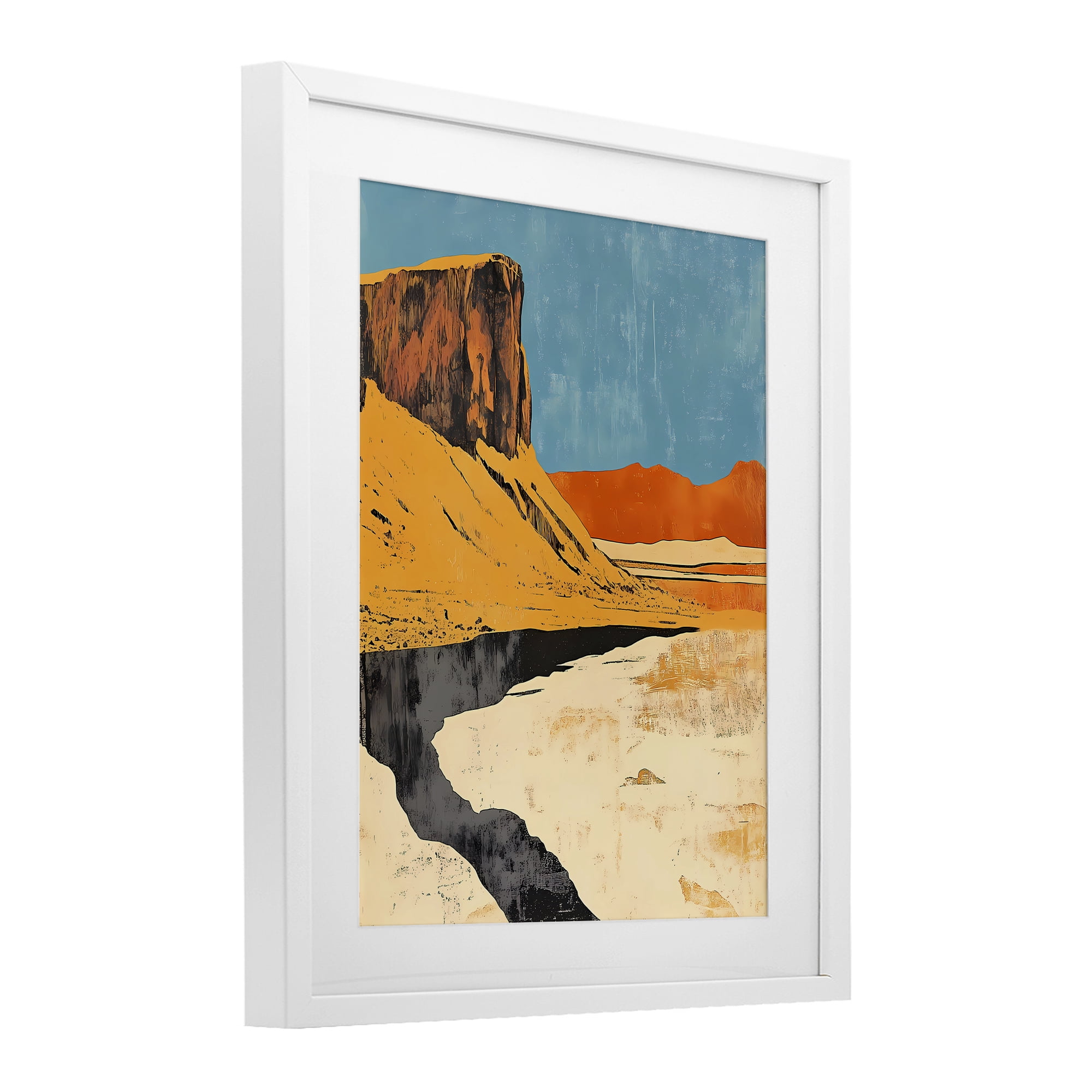 Stupell Industries Canyon Pass Pathway White Framed Print Under Glass, design by Walker Noble