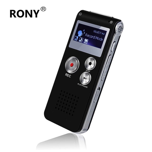 RONY Grabadora de Voz Digital de 32GB Reproductor MP3 para Conferencias, Entrevistas - Mini Dictaphone Portátil con Reproducción A-B Repetición, Cable USB Incluido