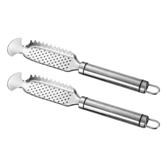 TABLZONE Stainless Steel Fish Scaler Plated Silver for Kitchen Scale Removal Ergonomic Design 2Pcs