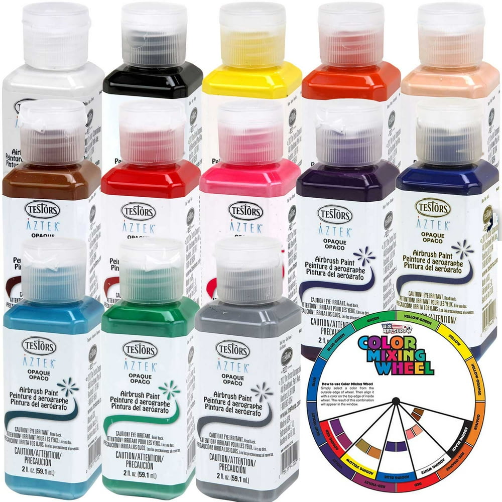 13 Color 2oz TESTORS AZTEK Premium Opaque SemiGloss Acrylic Airbrush