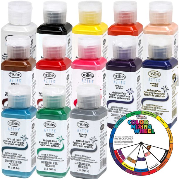 13 Color 2oz TESTORS AZTEK Premium Opaque SemiGloss Acrylic Airbrush
