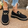 thumbnail image 3 of Women's Classic Chunky Slip on Penny Loafers Trendy Casual Leather Lug Soles Dress Walking Boat Shoes, 3 of 8