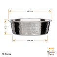 thumbnail image 5 of Hammered Stainless Steel Pet Bowl - Decorative & Stylish Dog & Cat Food or Water Bowl, 16 oz., 5 of 9