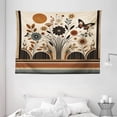 thumbnail image 2 of Ambesonne Boho Tapestry Wall Hanging, Mid Century Curving Lines Leaf, 80"x60", Beige Pale Caramel Grey, 2 of 3