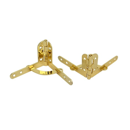 Jewelry Wine Box Wooden Case 90 Degree Support Spring Hinge Gold Tone 2pcs