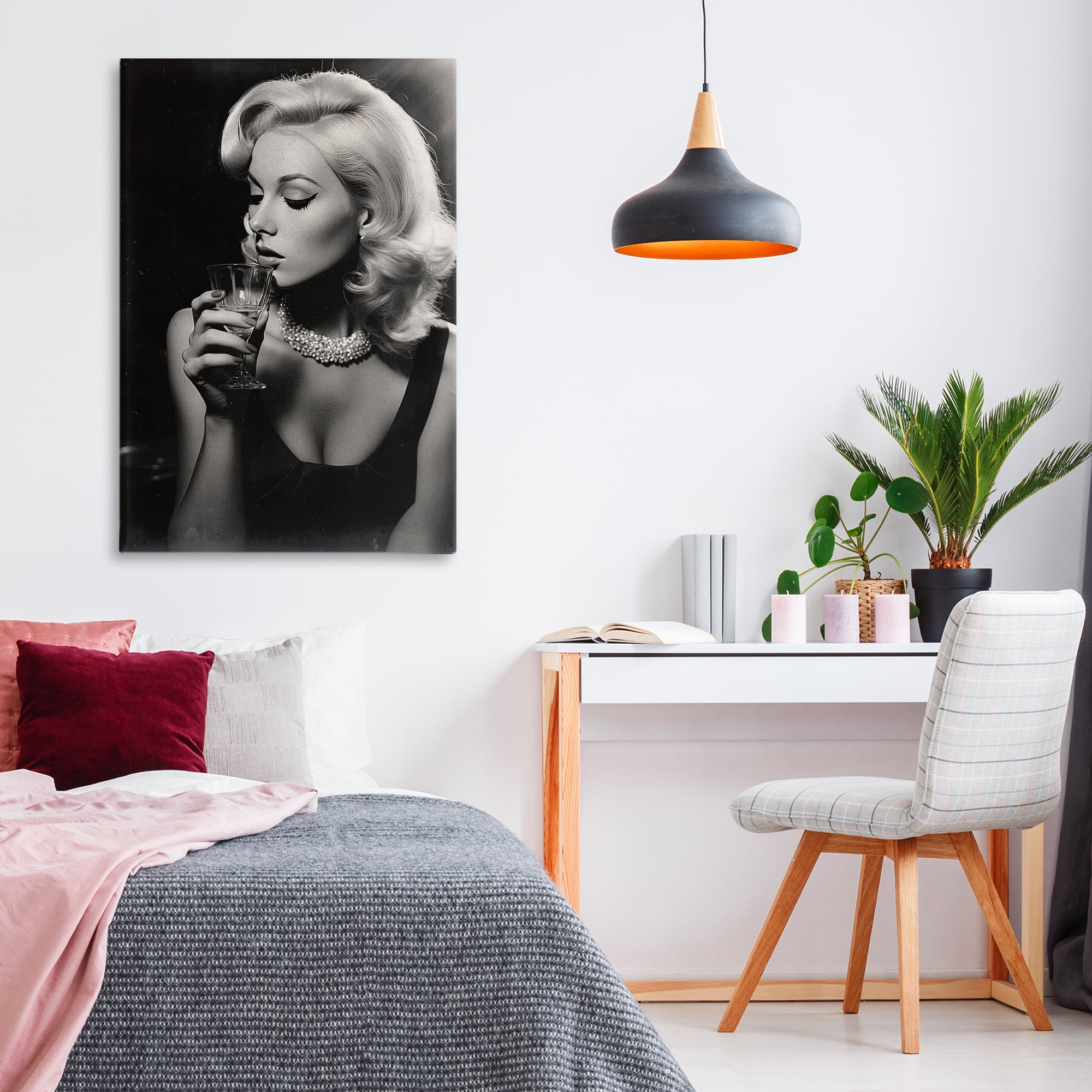 Classic Woman & Martini Canvas Wall Art, design by Decent Exposures