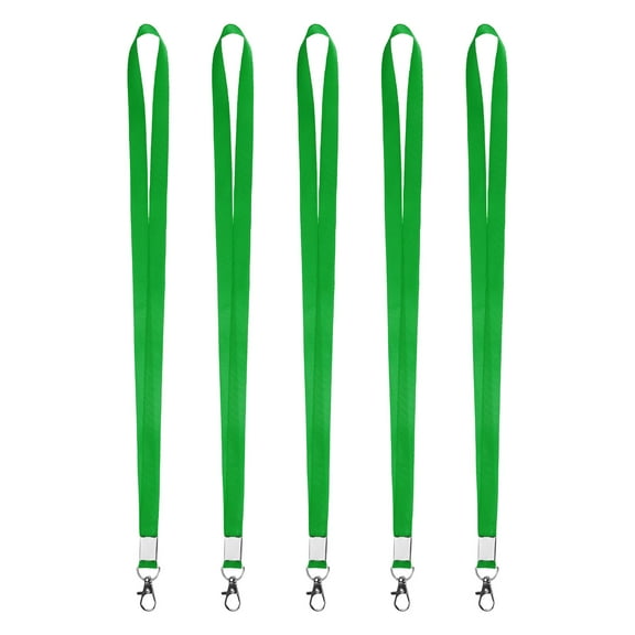 Uxcell 5-Pack Lanyards for ID Badges, Green 0.59 in Wide Keychain Flat Neck Lanyard Strap with Swivel Hook Clip ID Holder Folder