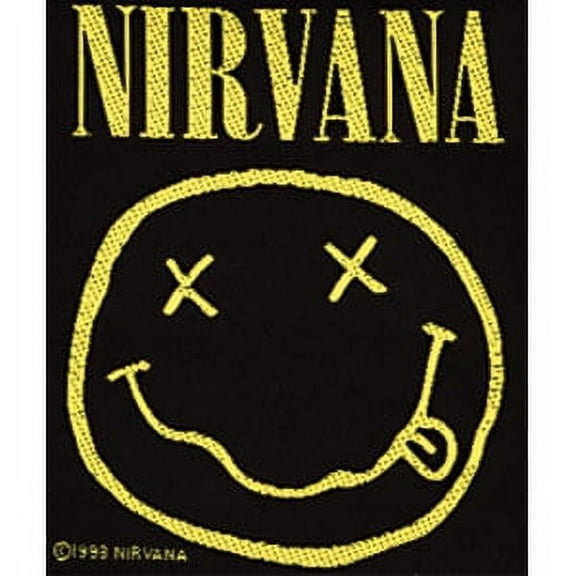 Men's Nirvana Smiley Woven Patch Black