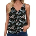 thumbnail image 2 of Sentmoon Going out Tops Sleeveless V Neck 2025 Summer Tank Top for Women Loose Floral Print Boho Hawaiian Shirt Soft and Comfortable Ladies for Lounge at Home Black S, 2 of 4