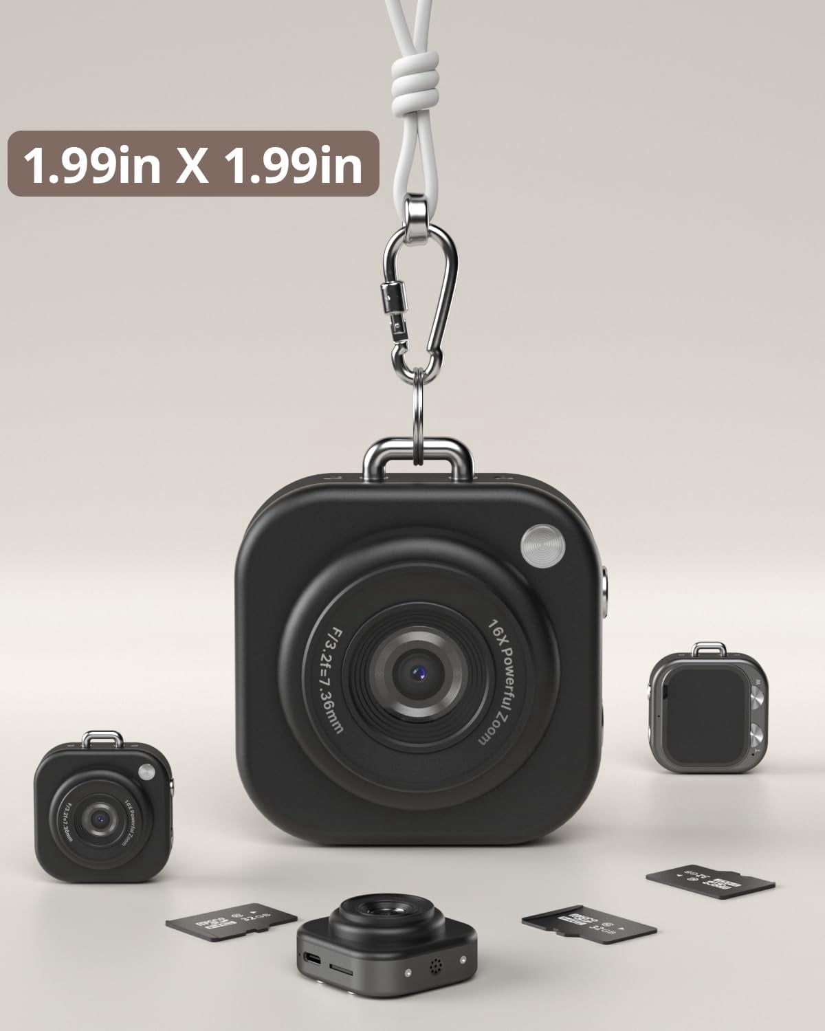 W & O Q16 Portable 46 MP Point & Shoot Digital Cameras with 32GB Card, Black