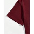 thumbnail image 5 of Burgundy Mens Crew Neck Short Sleeve Plain Casual Tee, Classic Fit Daily Wear Top, 5 of 6