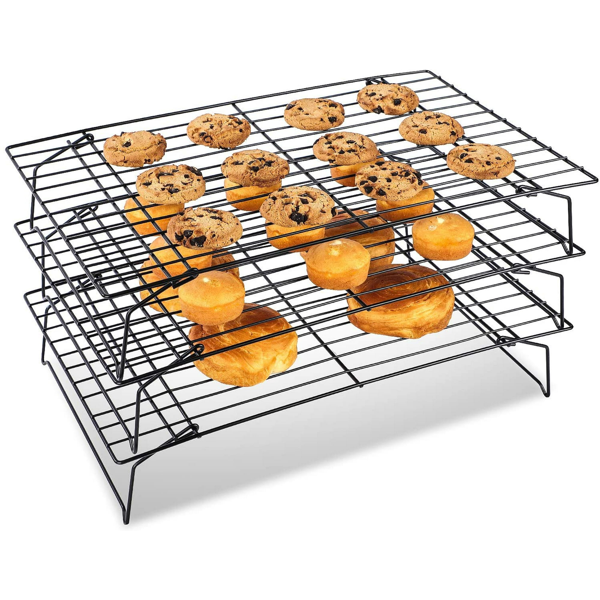 Cake Cooling Racks 3 Stackable Baking Rack Non Stick Stainless Steel 40 x 25 cm Suitable for Biscuits and Cake Cooling Large Walmart