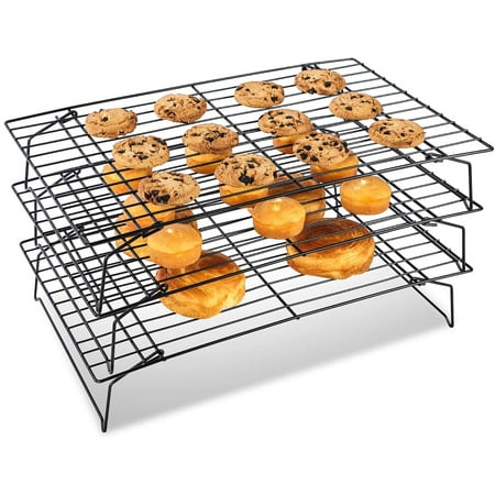 Cake Cooling Racks, 3 Stackable Baking Rack, Non-Stick Stainless Steel, 40 x 25 cm, Suitable for Biscuits and Cake Cooling (Large) - image 1 of 5