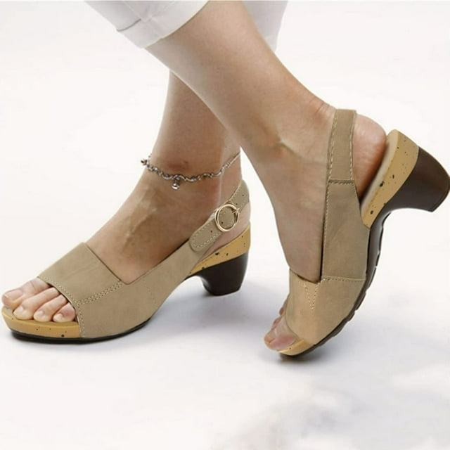 Sandales pour Femmes Élégantes Confortables à Bout Ouvert Talon Bas Chunky