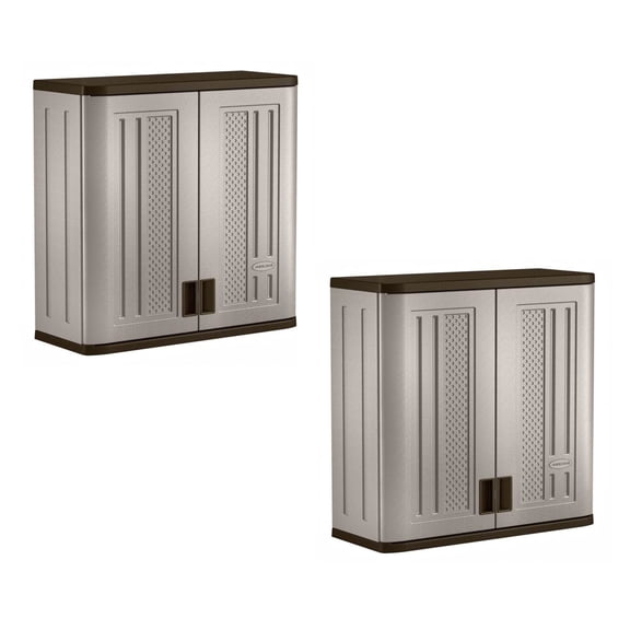 Suncast 4 Cubic Feet Resin Single Shelf Garage Wall Storage Cabinet (2 Pack)