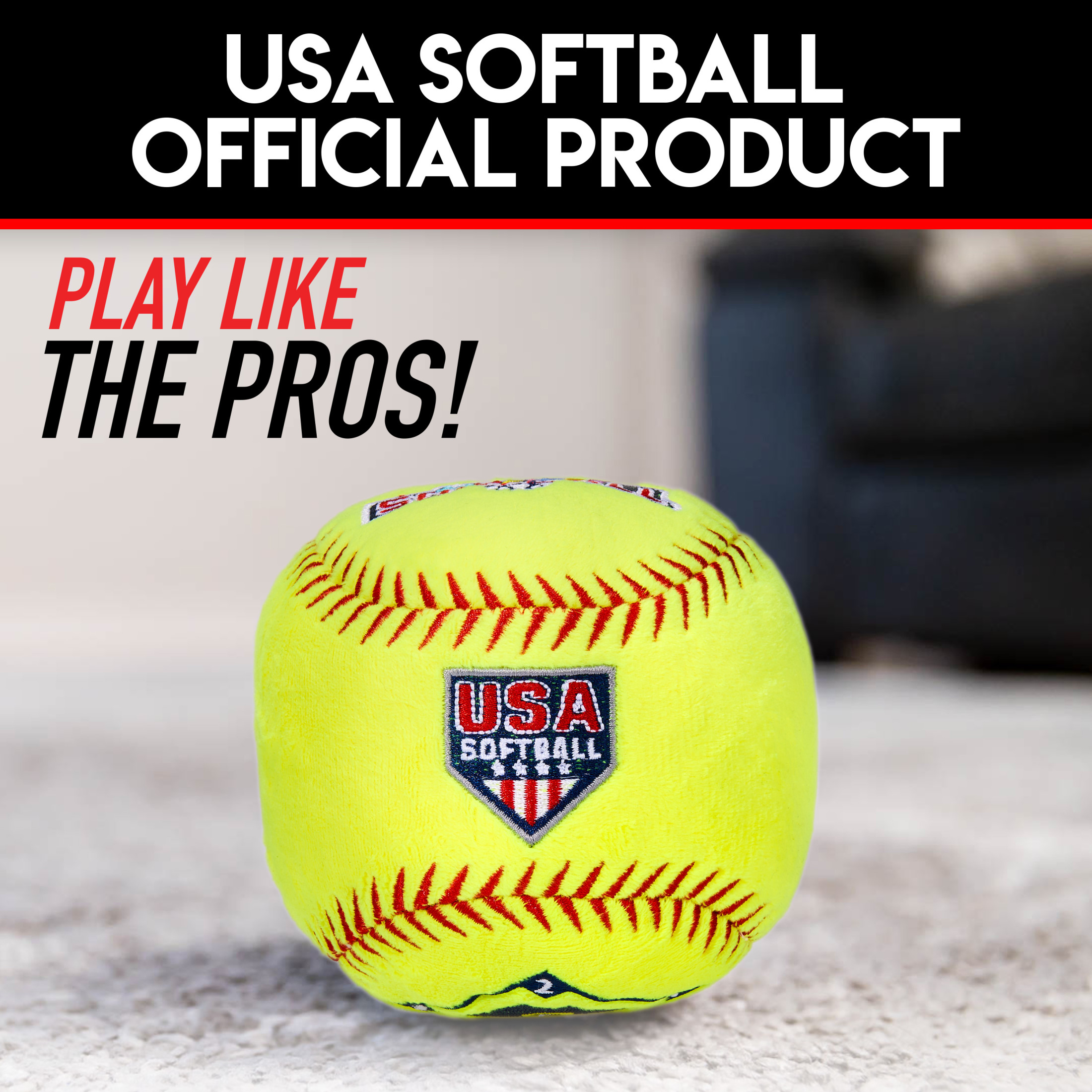 Franklin Sports Kids Soft Plush Softball - USASB MyFirst Stuffed Softball Plush for Kids - Fun Room Decoration - 4"