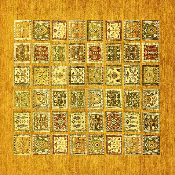 Ahgly Company Indoor Square Abstract Yellow Modern Area Rugs, 6' Square