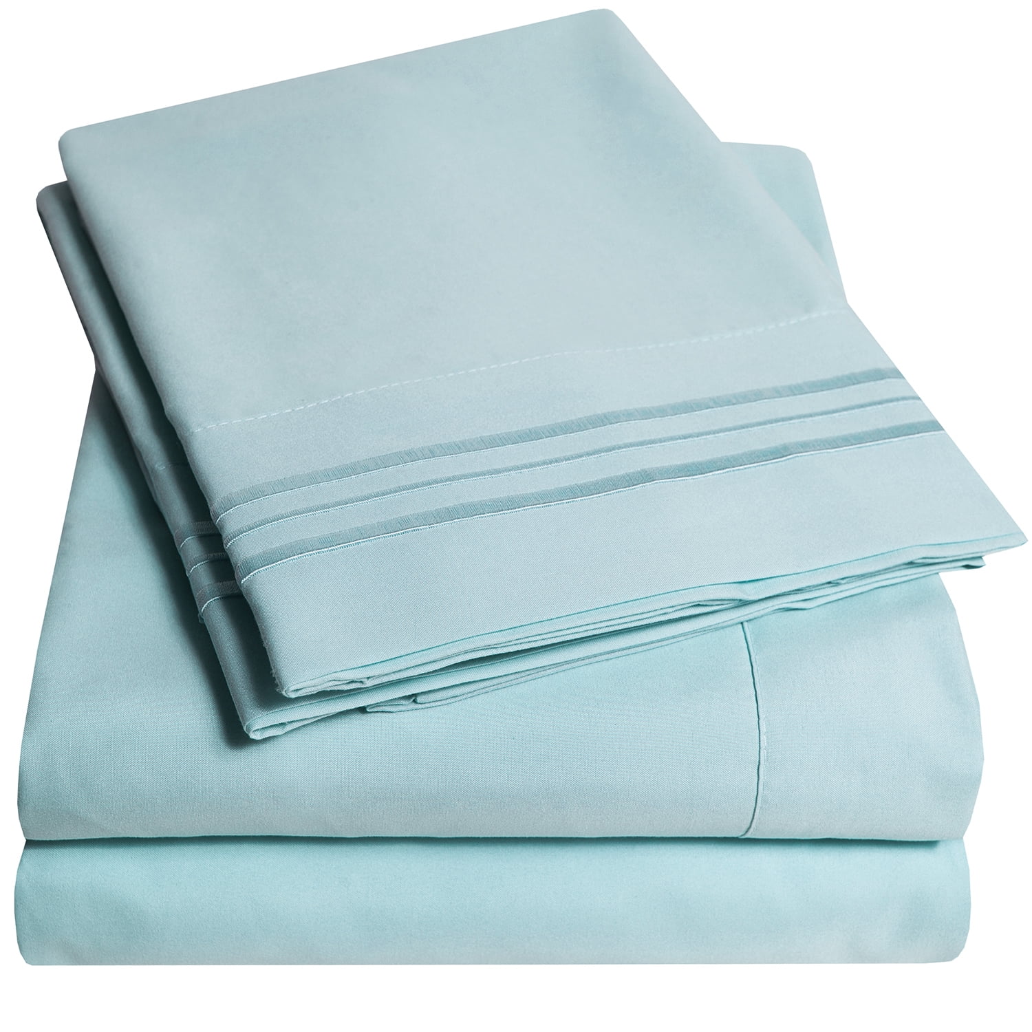 1800 Thread Count 4 Piece Deep Pocket Bedroom Bed Sheet Set Twin Mist