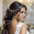 thumbnail image 4 of Bride Wedding Headband Pearl Hair Vine Braid Headpieces Bridal Hair Accessories for Women(Sliver), 4 of 4