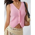 thumbnail image 3 of Sweater Vest Women Spring Summer Casual V Neck Sleeveless Button Down Waistcoat Knit Tank Tops, 3 of 4