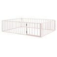 thumbnail image 5 of Queen Size Montessori Floor Bed with Safety Fence and Door, Metal Floor Bed Frame with Rails, Minimalist Versatile Floor Bed for Children Bedroom, Toddlers, Boys Girls, Kids Playroom, Pink, 5 of 7