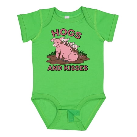 

Inktastic Hogs and Kisses with Cute Pig Family Boys or Girls Baby Bodysuit