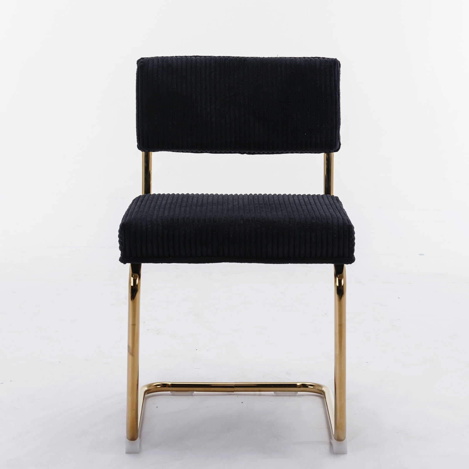 Set of 2 Dining Chairs with Corduroy Cord Fabric in Dark Grey Lincoln