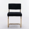 thumbnail image 2 of Furniture,Modern Dining Chairs with Corduroy Fabric,Gold Metal Base, Accent Armless Kitchen Chairs with Channel Tufting, Side Chairs, Set of 2, Black, 2 of 6