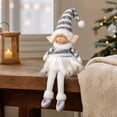thumbnail image 4 of Christmas Doll with Striped Knit Hat and Long Legs, Tabletop Ornament for Indoor Scene Decor, Mantel, Shelf, Tiered Tray and Home Display​, Gray, 4 of 5