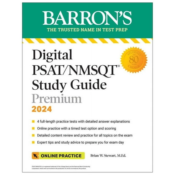 Barron's Test Prep Digital Psat/NMSQT Study Guide Premium, 2024: 4 Practice Tests   Comprehensive Review   Online Practice, (Paperback)
