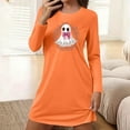 thumbnail image 2 of ZQUUVOU Cotton Nightgown for Women Cute Printed Long Sleeved Sleepdress Crew Neck Loose Comfortable Short Nightgown Orange, 2 of 5