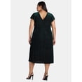 thumbnail image 4 of Terra & Sky Black Label Women's Plus Size Velvet Flutter Sleeve Dress, 0X-5X, 4 of 4