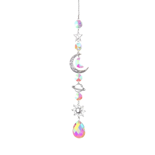 Colgante de carillón de viento de cristal con arcoíris, adorno para hacer carillón de viento brillante 45cm