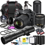 Nikon D7500 DSLR Camera w/AF-P 18-55mm, AF-P 70-300mm and 420-800mm Telephoto lens + 64GB SanDisk Ultra Memory Card + Spare High Copacity Battery + More (23pc Bundle) (International Version)