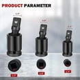 thumbnail image 2 of Ball Joint Socket Converter Set Impact Drive Tools, Impact Sockets, U-joint Sockets Swivel 1/4", 3/8", 1/2", 3 Pieces, 2 of 4