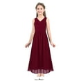 thumbnail image 3 of iEFiEL Big Girls Juniors Chiffon Wedding Bridesmaid Dress Tweens Empire Waist Party Flower Girl Dress Burgundy 16, 3 of 7