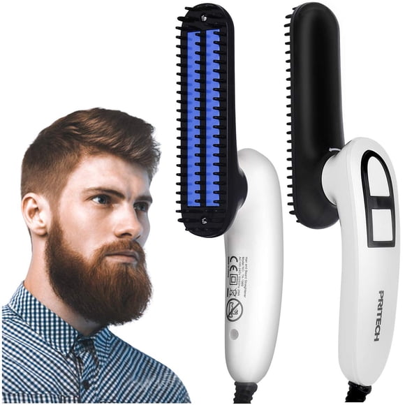 Brosse Lissante Électrique pour Barbe, Peigne Coiffant pour Barbe, Démêlant et Volumisant pour Hommes, Lissante Chauffante Portable avec Fonction Anti-Brûlure