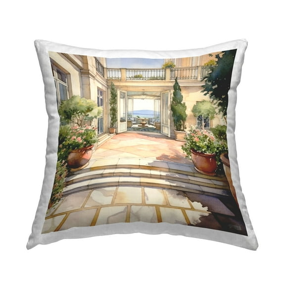 Stupell Industries European Terrace Architecture Decorative Printed Throw Pillow Design by RB