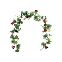 JeashCHAT Christmas Garland Hanging Vine Garland Artificial Pine Needles Garland with Berries and Pinecones, Christmas Decorations Home Mantel Fireplace Holiday Party Decor, 68.9inch