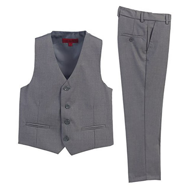 2 Piece Kids Boys Gray Vest and Pants Formal Set, 8