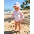 thumbnail image 6 of Cenuakty Toddler Baby Girl Swimsuit Set Seashell Flower Long Sleeve Rash Guard Bathing Suit with Sun Cap 2 Piece Outfit, 6 of 9