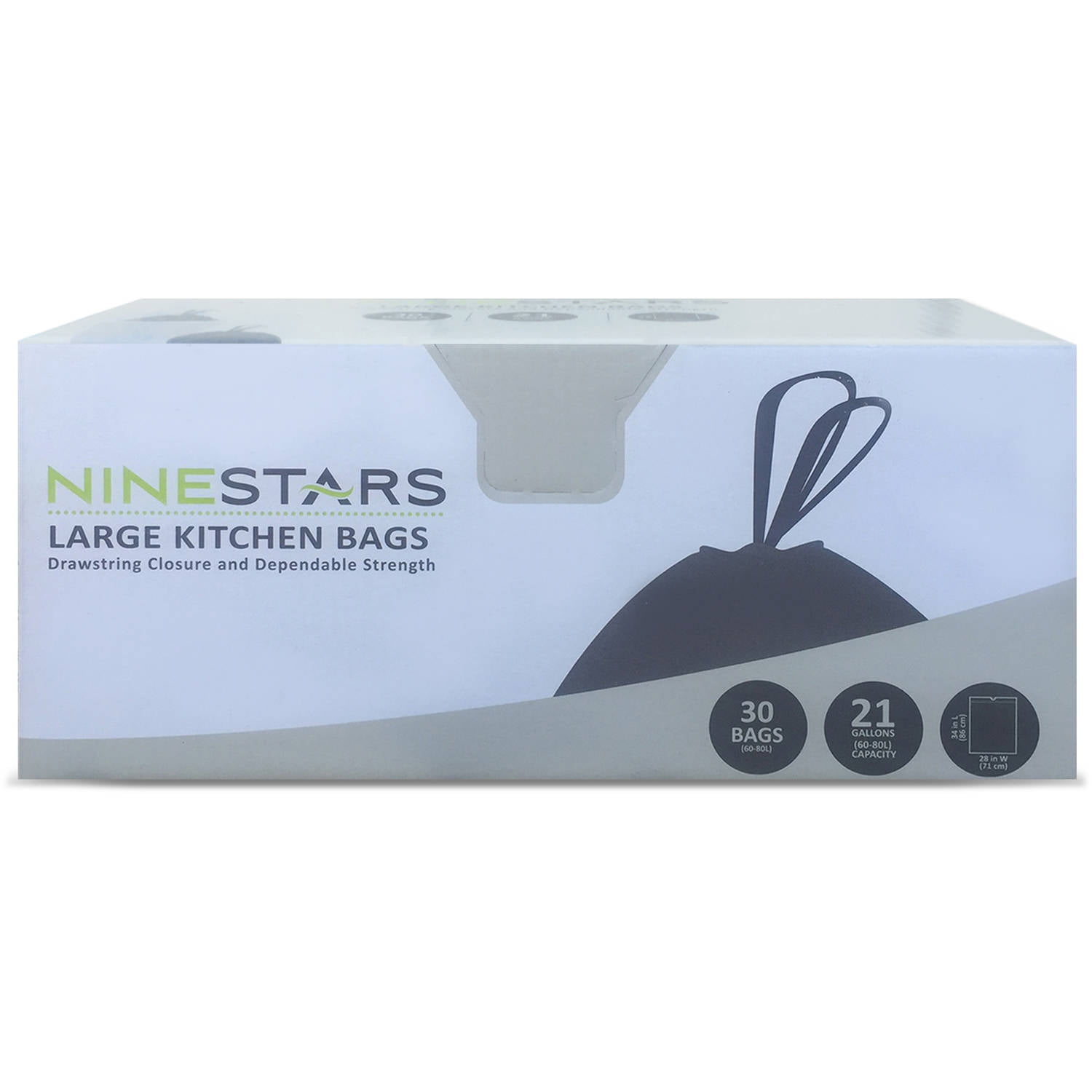 21 Gal. Details about   NINESTARS NSTB-21-30 Extra Strong White Trash Bag w/Drawstring Closure 