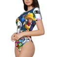 thumbnail image 2 of Lsque Mario Women's Crew Neck Short Sleeve Bodysuit Basic T Shirts Tops Onesie Adult Cute Pajama-XX-Large, 2 of 8