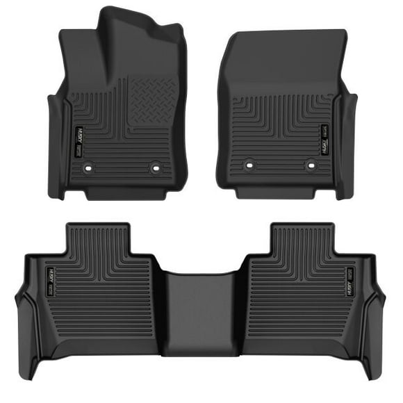 Fits 2023-2024 Toyota Sequoia Husky Liner Floor Liner 95281 WeatherBeater; Molded Fit; Raised Ridge; Black; TPO Thermoplastic Olefin; 3 Piece