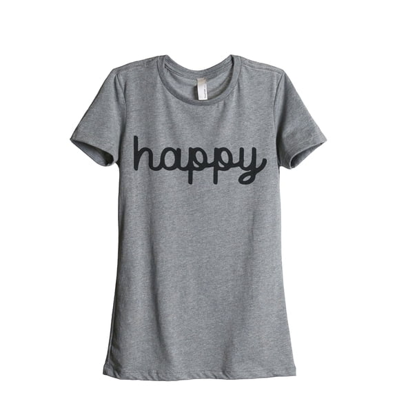 Thread Tank Happy Women's Relaxed Crewneck T-Shirt Tee Heather Grey Small