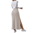 thumbnail image 2 of XIAOCHA Women's Ribbed Knit Skirt High Waisted form Fitting Side Slit Maxi Skirt Soft Cozy Casual Skirts, 2 of 3